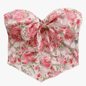Crop floral strapless tube top